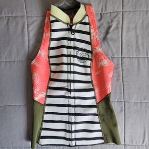 Billabong Surf Capsule Neoprene Front Zip Sleeveless Wetsuit Tank Rashguard Swim